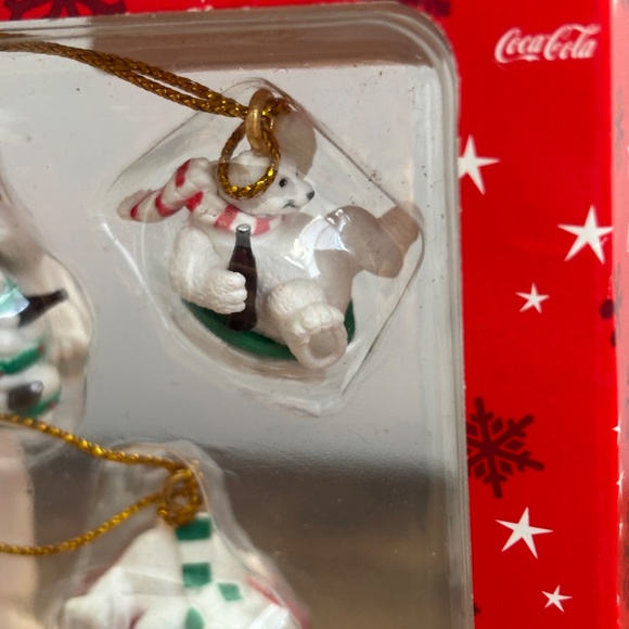 NIB Vintage COCA COLA Trim A Tree Collection Set 5 POLAR BEAR Mini Ornaments NEW - Picture 4 of 15
